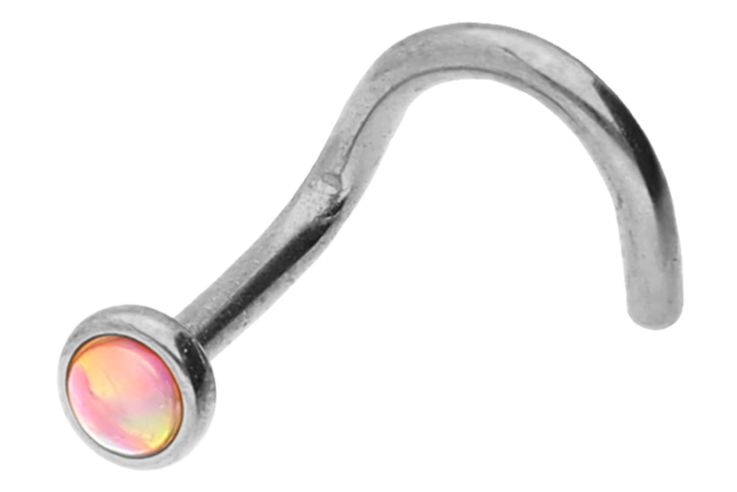 Titan Nasenstecker Nasenpiercing Spirale DISC + SYNTHETISCHER OPALL ++SALE++